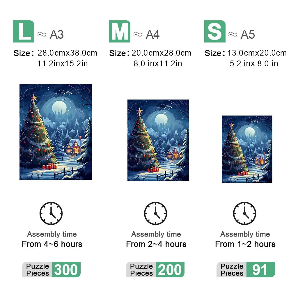 Christmas tree outside the house wooden original jigsaw puzzle - Unipuzzles
