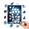 Christmas tree outside the house wooden original jigsaw puzzle - Unipuzzles