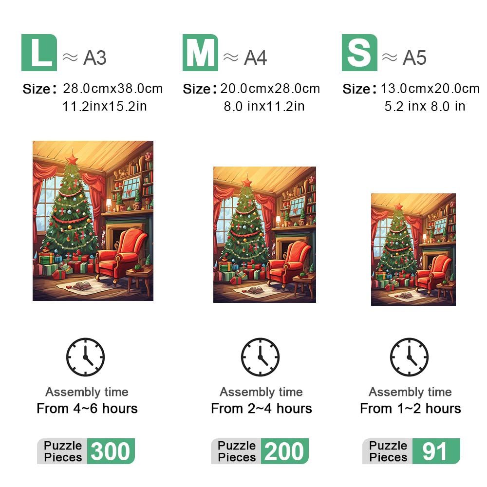 Christmas Tree Pile of Presents Wooden Original Jigsaw Puzzle - Unipuzzles