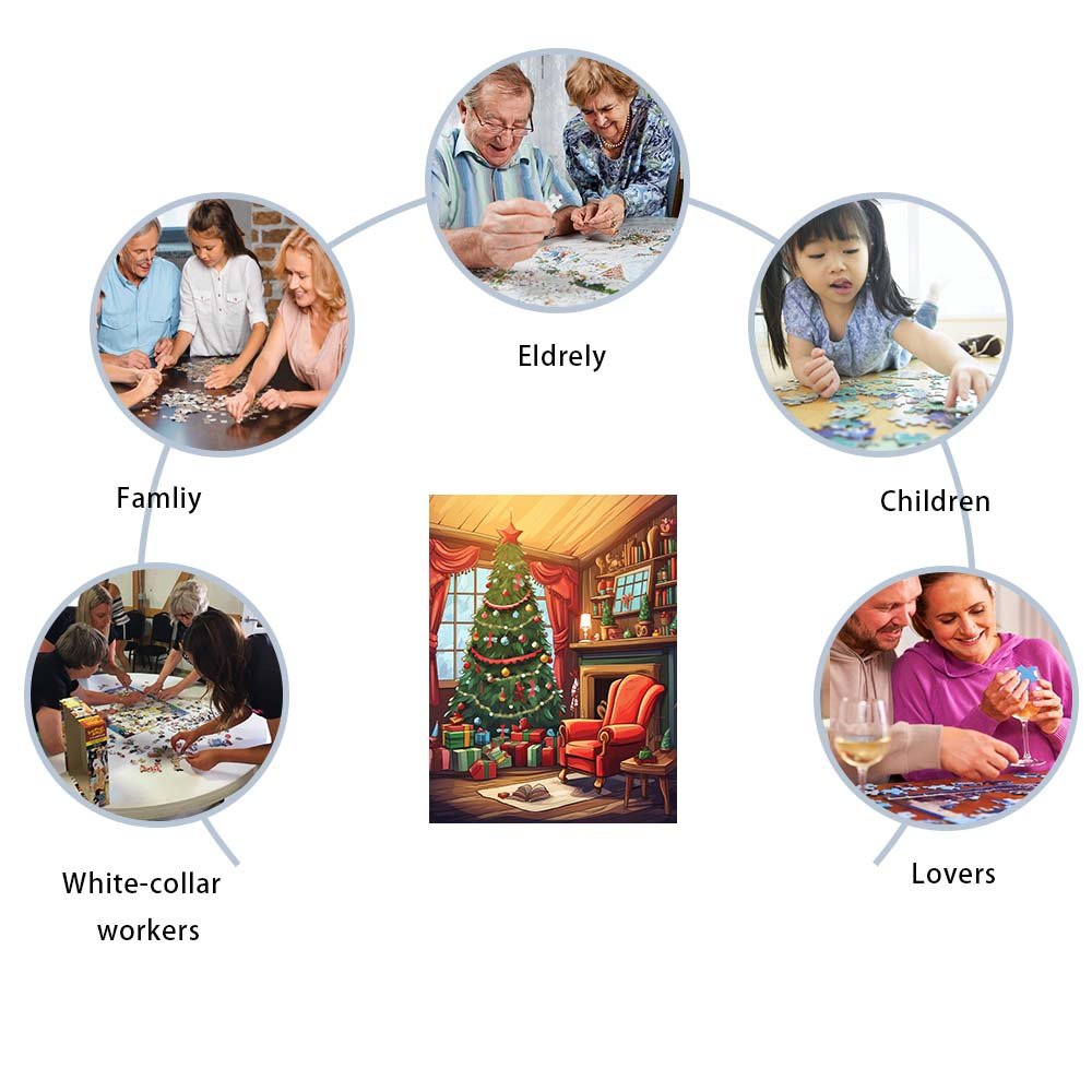 Christmas Tree Pile of Presents Wooden Original Jigsaw Puzzle - Unipuzzles