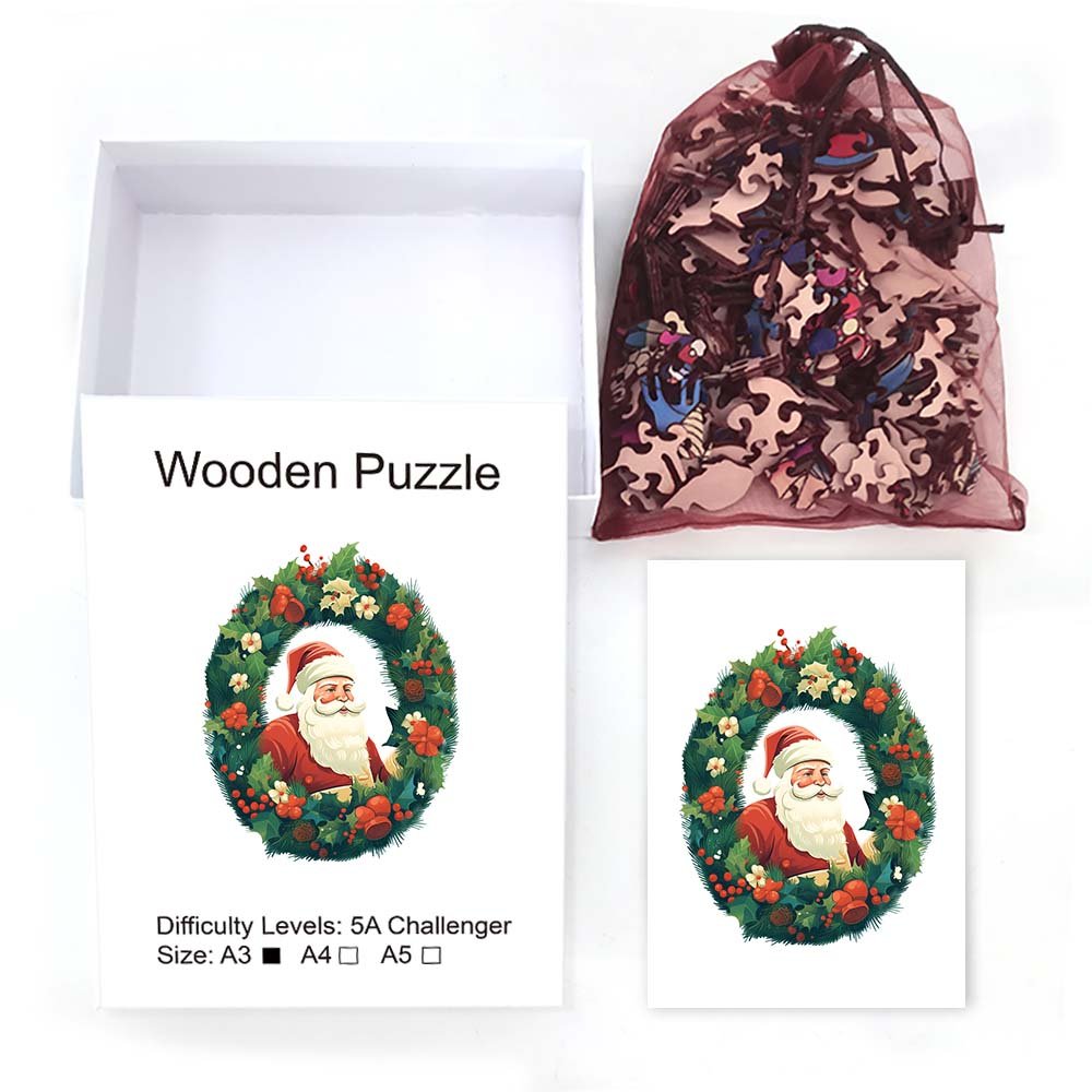 Christmas Wreath Holiday Wooden Original Puzzle - Unipuzzles