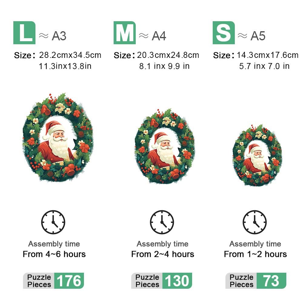 Christmas Wreath Holiday Wooden Original Puzzle - Unipuzzles