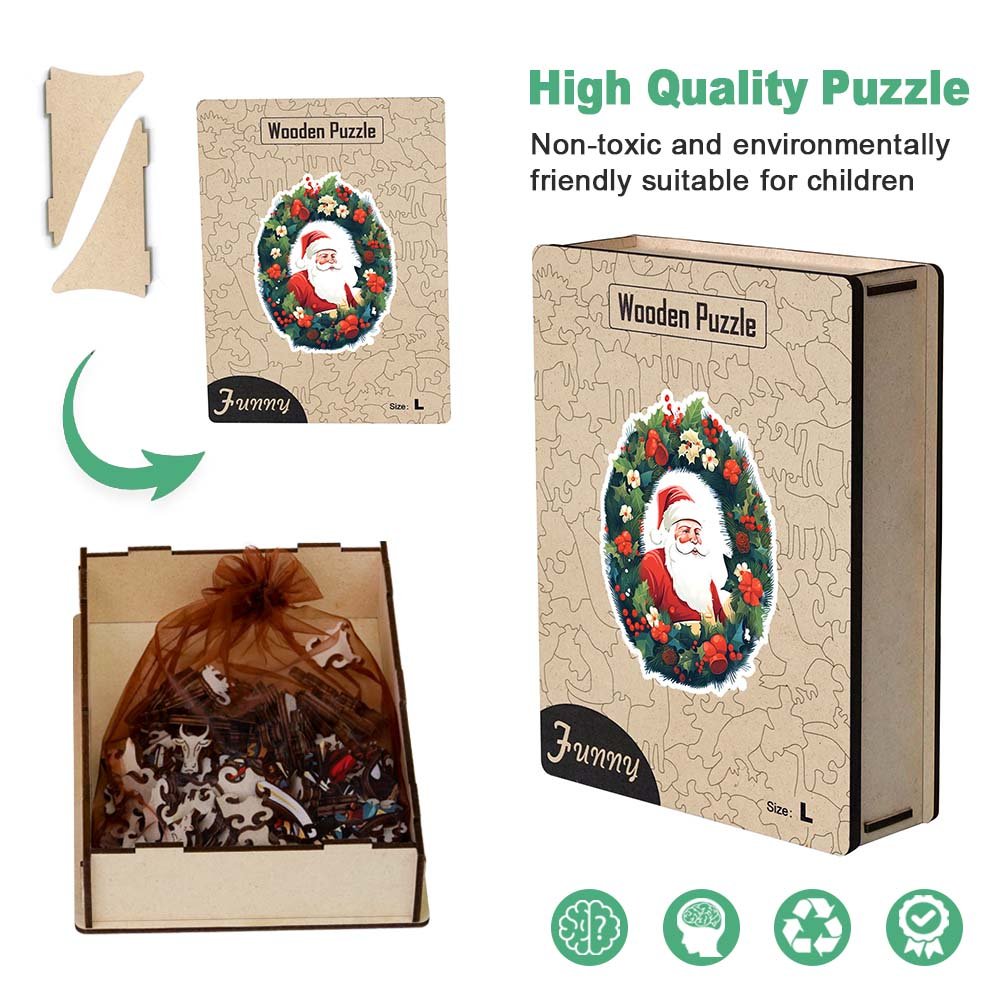 Christmas Wreath Holiday Wooden Original Puzzle - Unipuzzles