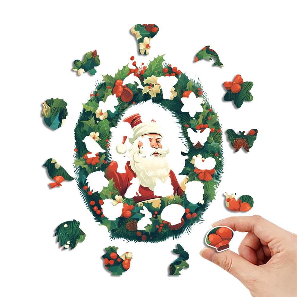 Christmas Wreath Holiday Wooden Original Puzzle - Unipuzzles