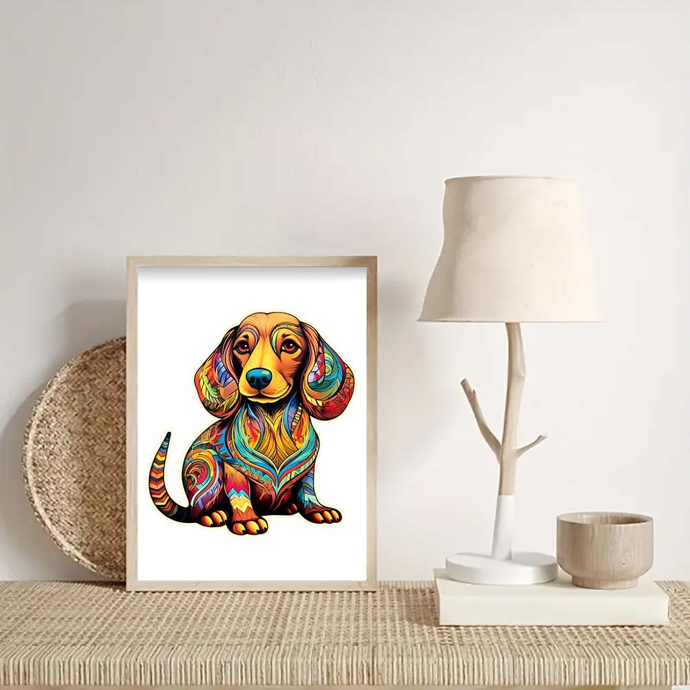 Colorful simple dog original wooden puzzle - Unipuzzles