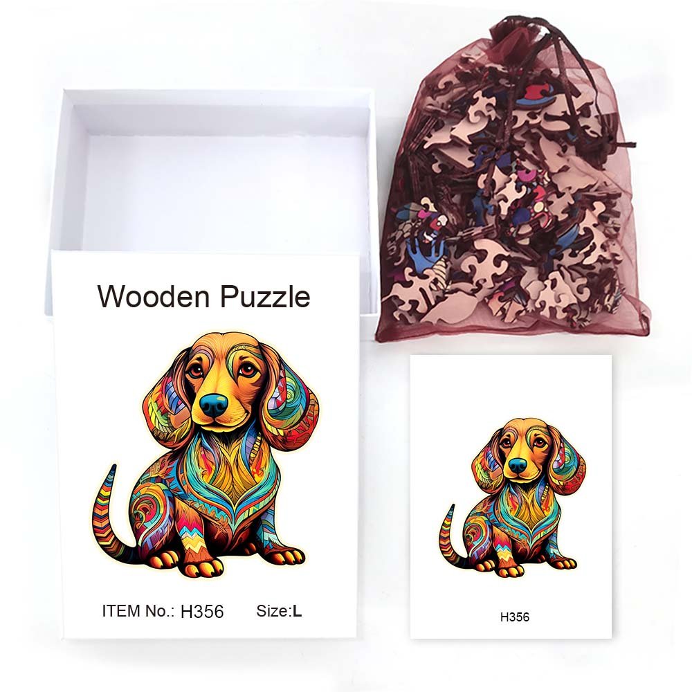 Colorful simple dog original wooden puzzle - Unipuzzles