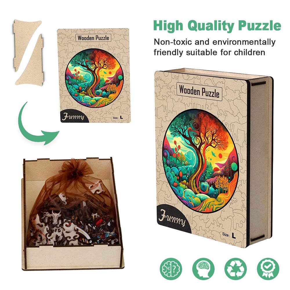 Colourful Tree Of Life Wooden Jigsaw Puzzle - Unipuzzles