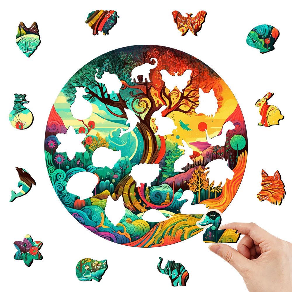 Colourful Tree Of Life Wooden Jigsaw Puzzle - Unipuzzles