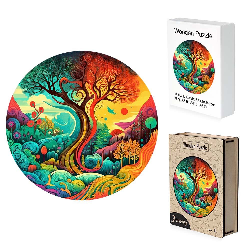 Colourful Tree Of Life Wooden Jigsaw Puzzle - Unipuzzles