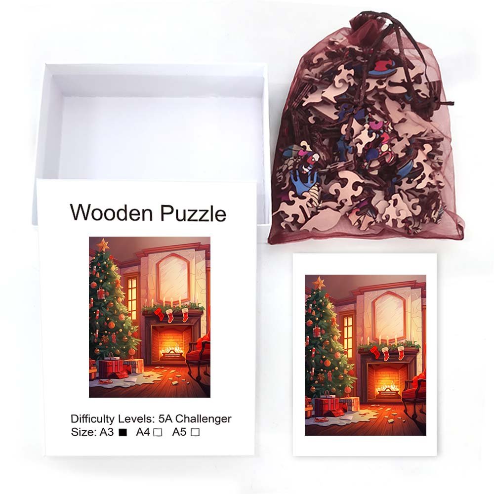 Cosy Christmas Room Wooden Original Jigsaw Puzzle - Unipuzzles