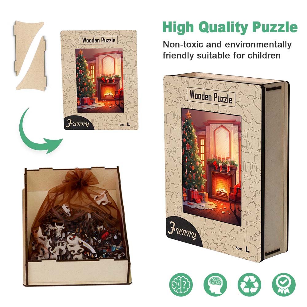 Cosy Christmas Room Wooden Original Jigsaw Puzzle - Unipuzzles