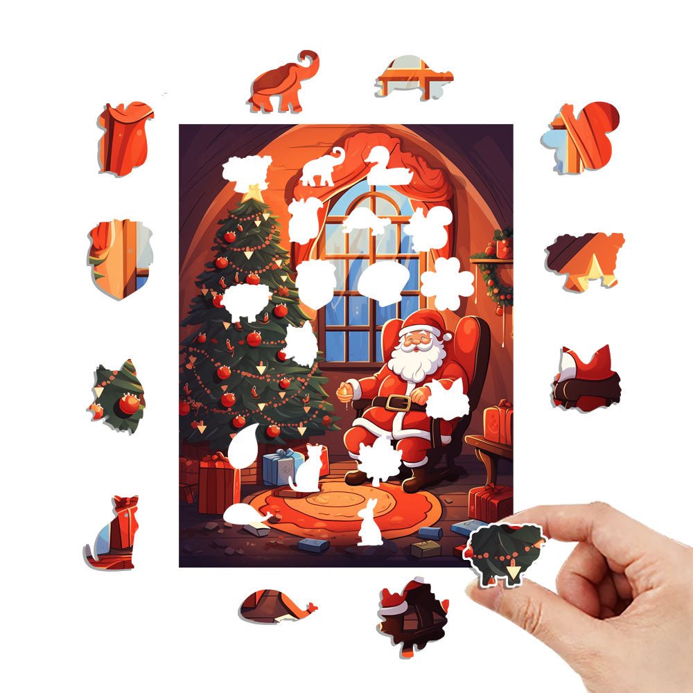 Cosy Cottage Santa Wooden Original Jigsaw Puzzle - Unipuzzles