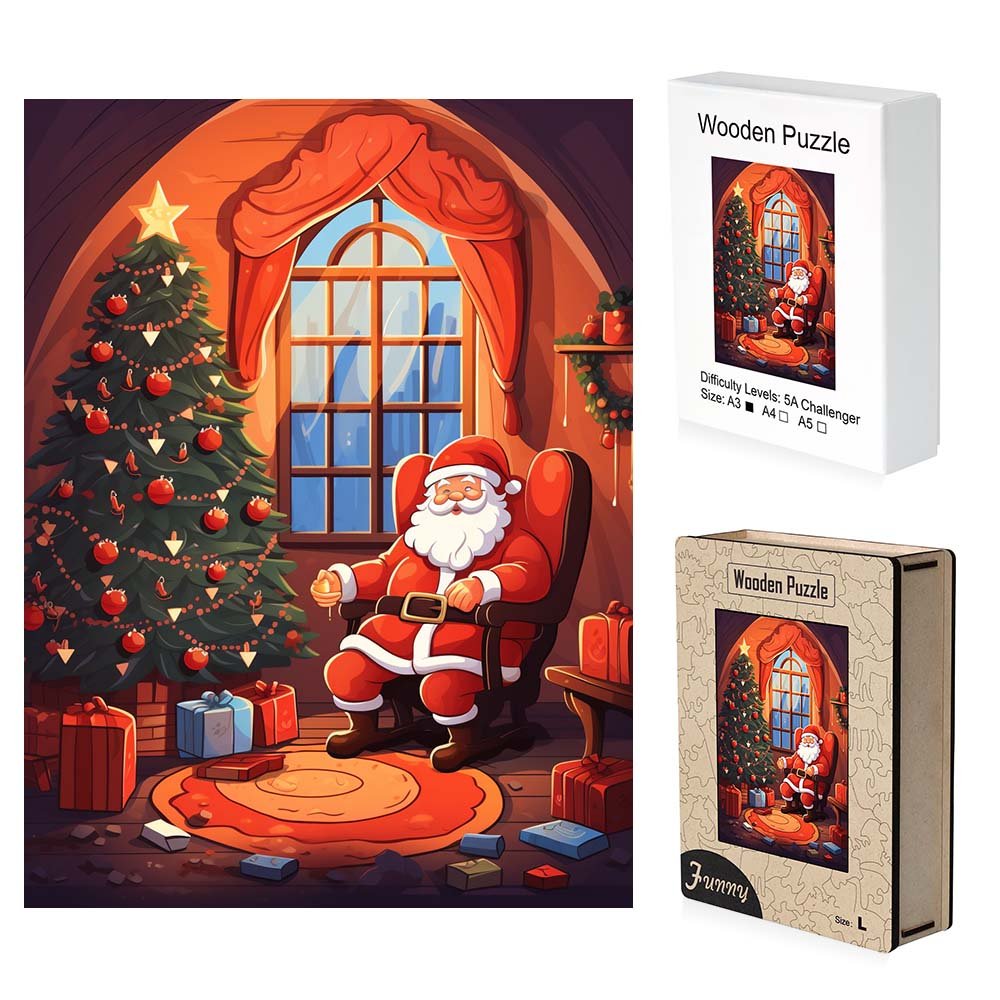 Cosy Cottage Santa Wooden Original Jigsaw Puzzle - Unipuzzles