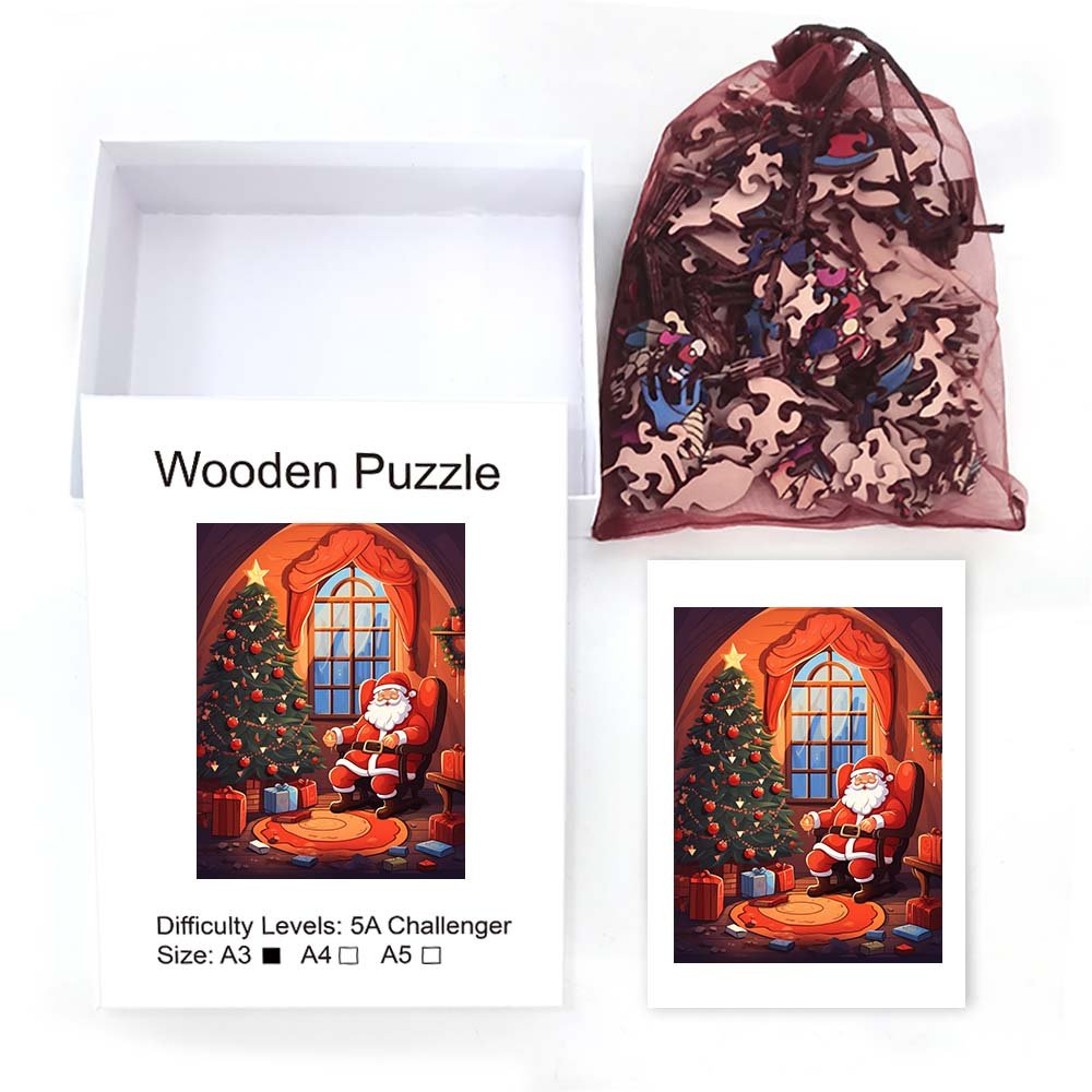 Cosy Cottage Santa Wooden Original Jigsaw Puzzle - Unipuzzles