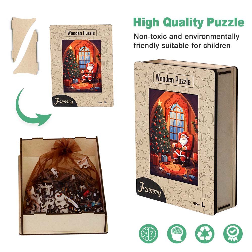 Cosy Cottage Santa Wooden Original Jigsaw Puzzle - Unipuzzles