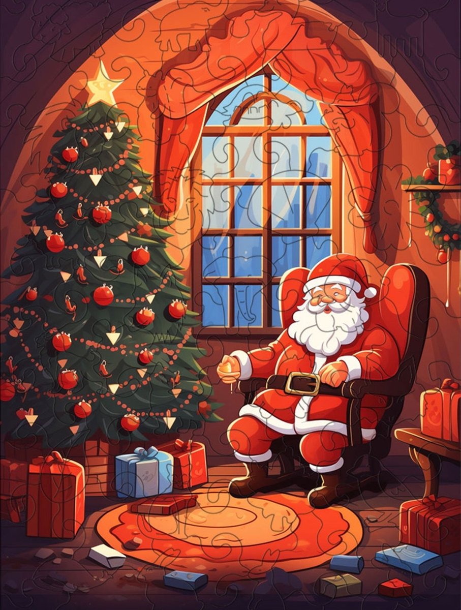 Cosy Cottage Santa Wooden Original Jigsaw Puzzle - Unipuzzles