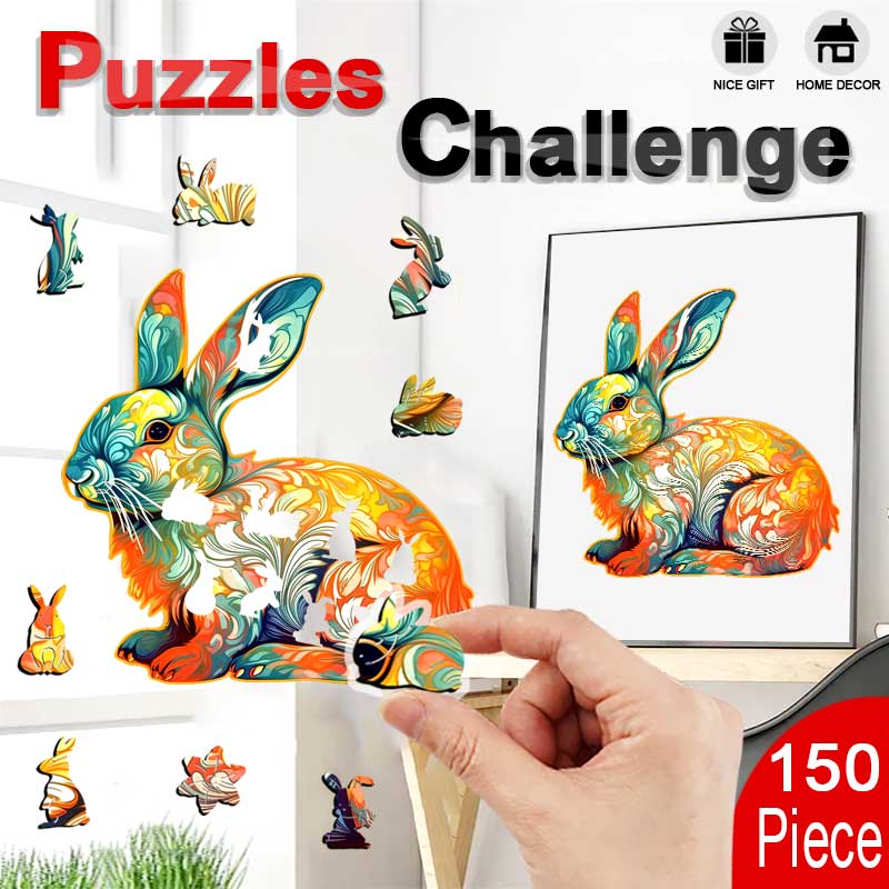 Cute Rabbit Wooden Jigsaw Puzzle - Unipuzzles