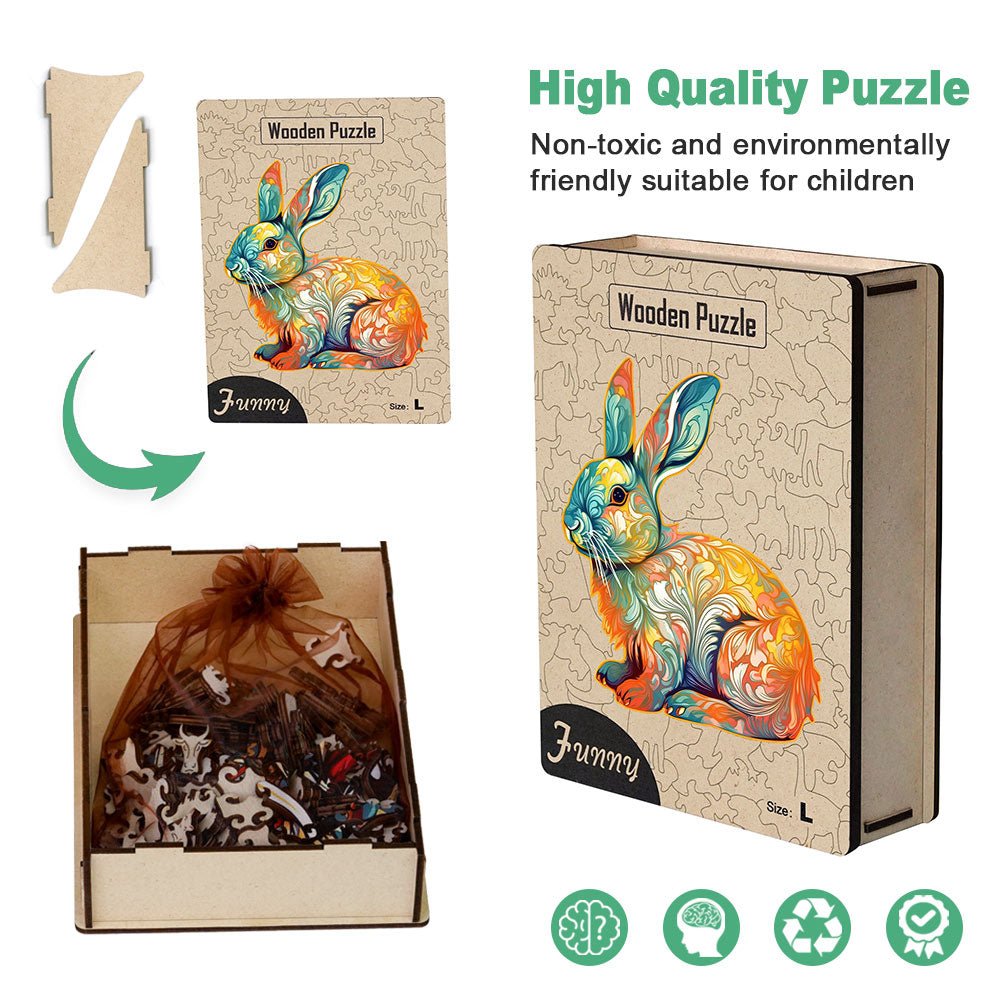 Cute Rabbit Wooden Jigsaw Puzzle - Unipuzzles