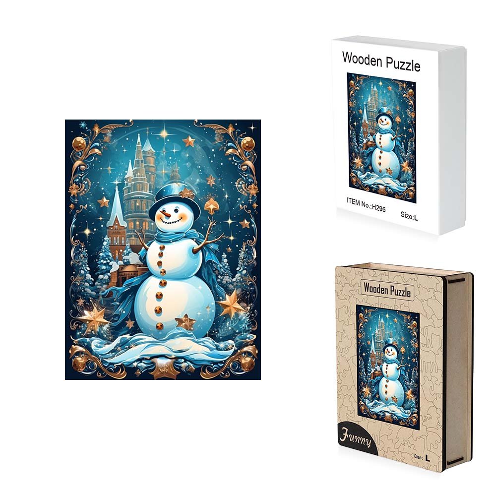 Decorative Painting Christmas Snowman Wooden Original Jigsaw Puzzle - Unipuzzles