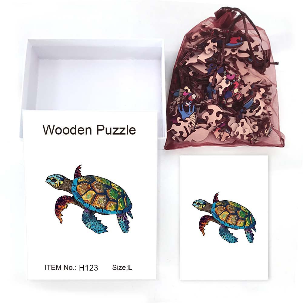 Educational Toys Blue Footed Turtle Wooden Puzzle Original Animal Figure - Unipuzzles