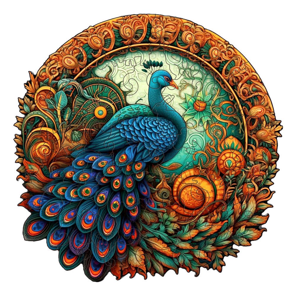 Elegant peacock woodeng Jigsaw puzzles - Unipuzzles
