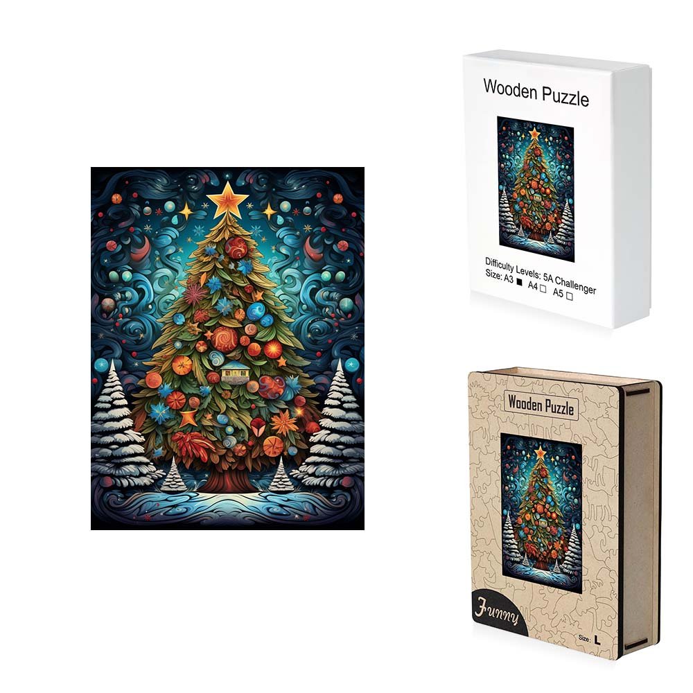 Fantasy Fairytale Style Christmas Tree Wooden Puzzle - Unipuzzles
