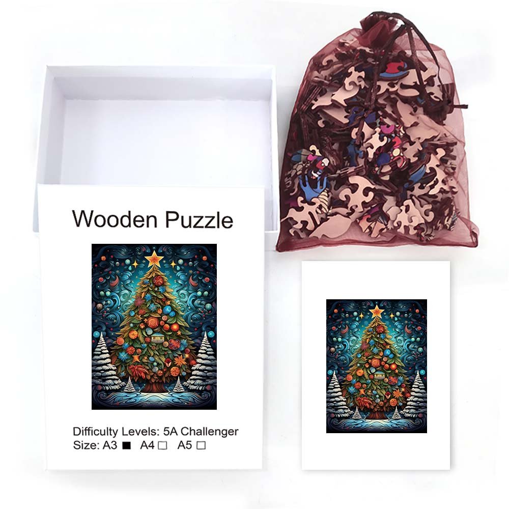 Fantasy Fairytale Style Christmas Tree Wooden Puzzle - Unipuzzles