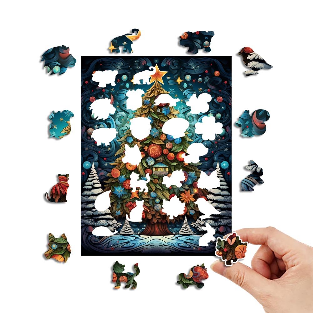 Fantasy Fairytale Style Christmas Tree Wooden Puzzle - Unipuzzles