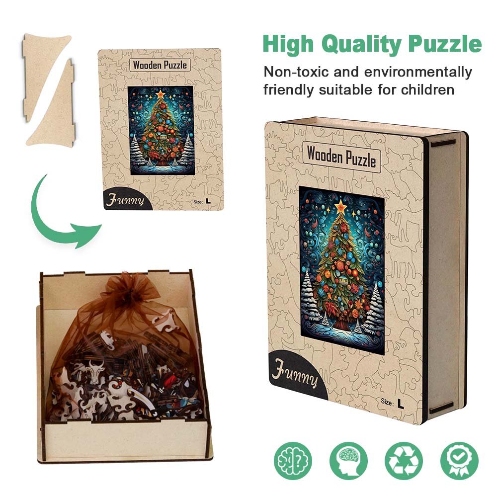 Fantasy Fairytale Style Christmas Tree Wooden Puzzle - Unipuzzles