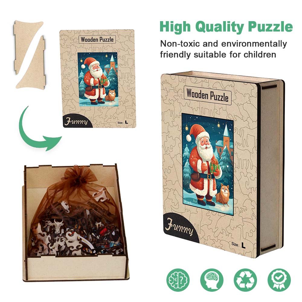 Father Christmas and Dog Wooden Puzzle - Unipuzzles