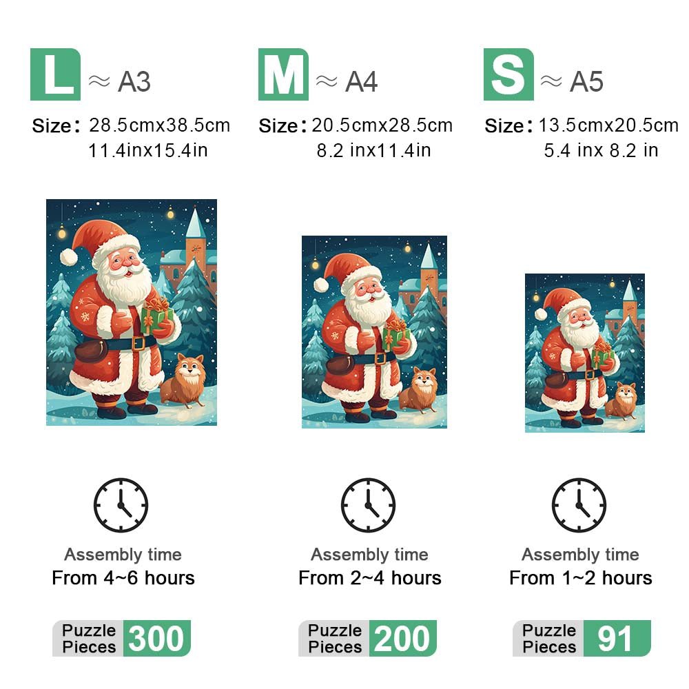Father Christmas and Dog Wooden Puzzle - Unipuzzles
