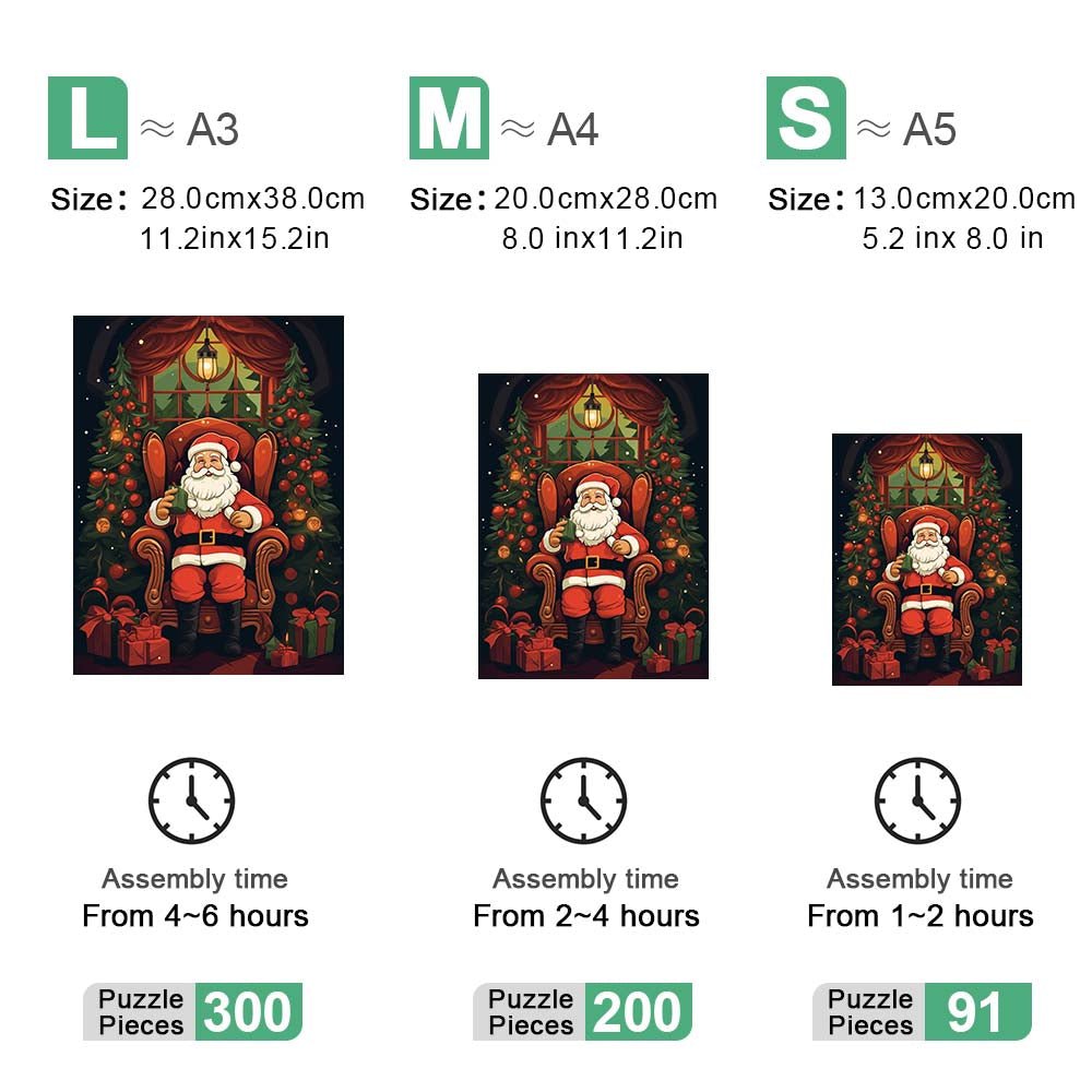 Father Christmas in Chair Wooden Original Jigsaw Puzzle - Unipuzzles