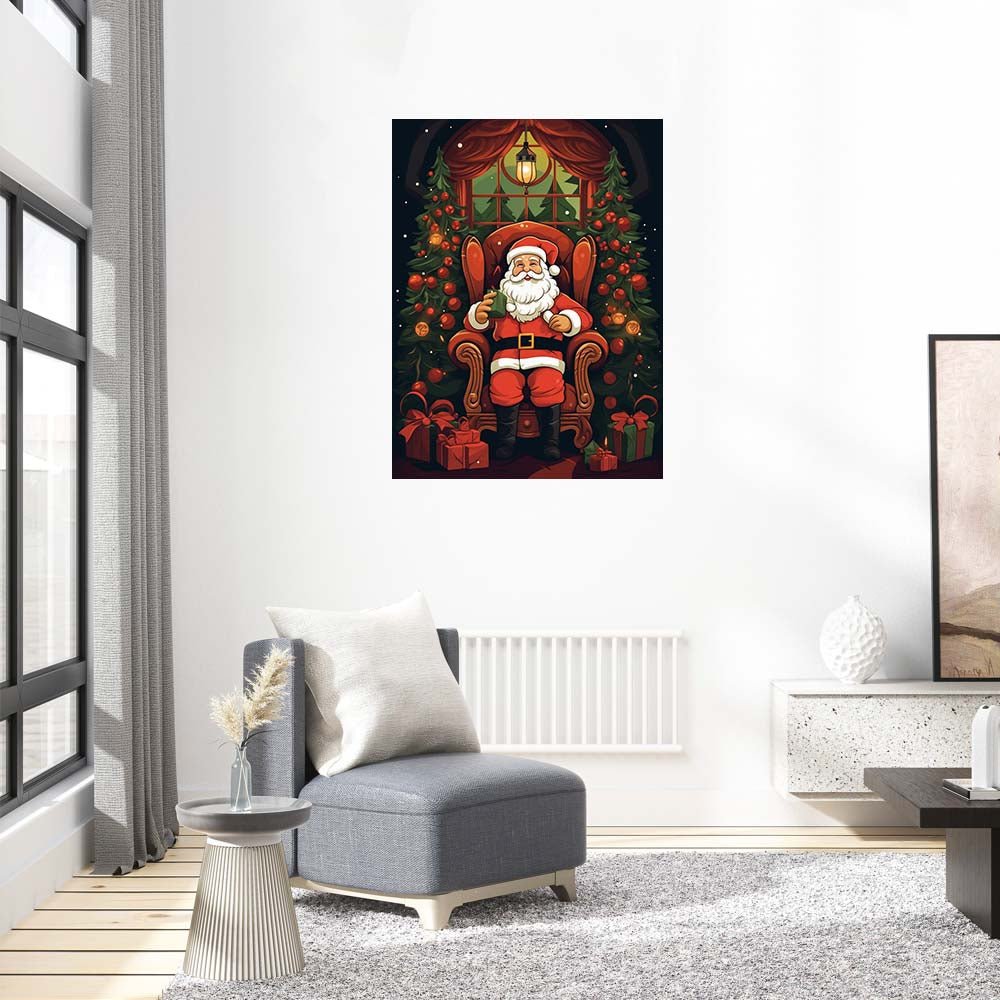 Father Christmas in Chair Wooden Original Jigsaw Puzzle - Unipuzzles