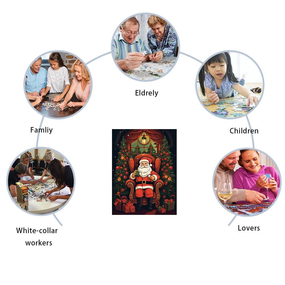 Father Christmas in Chair Wooden Original Jigsaw Puzzle - Unipuzzles