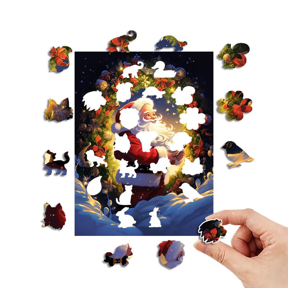Father Christmas in the Snow Wooden Original Jigsaw Puzzle - Unipuzzles