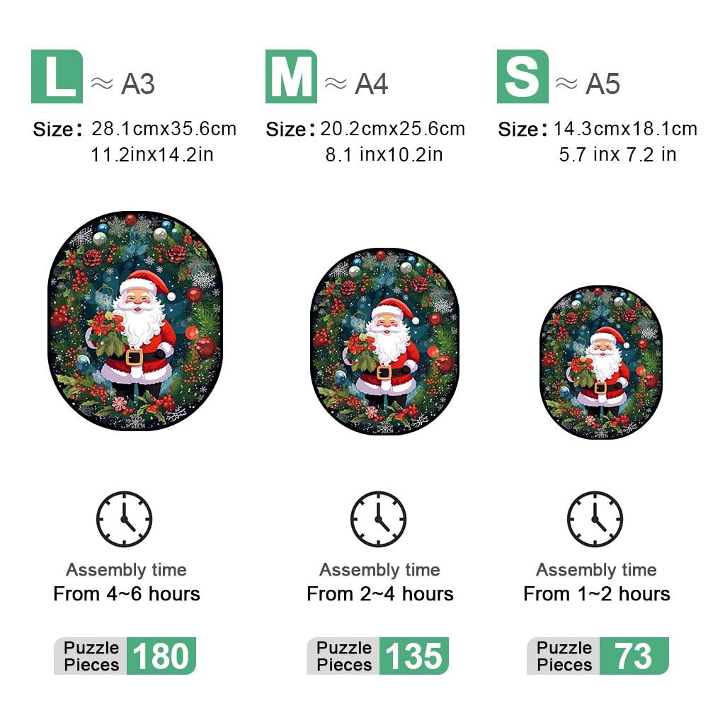Father Christmas wooden jigsaw puzzle holding a bouquet of flowers - Unipuzzles