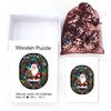 Father Christmas wooden jigsaw puzzle holding a bouquet of flowers - Unipuzzles