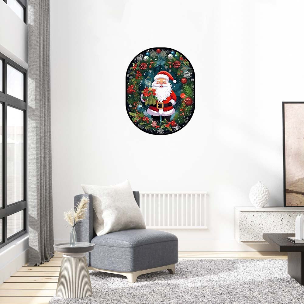 Father Christmas wooden jigsaw puzzle holding a bouquet of flowers - Unipuzzles