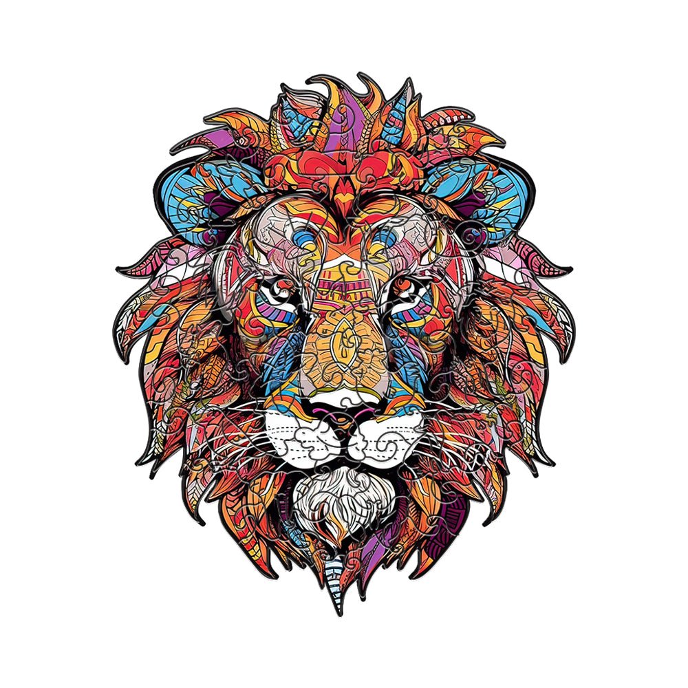 Fiery red adult lion with mane - Unipuzzles