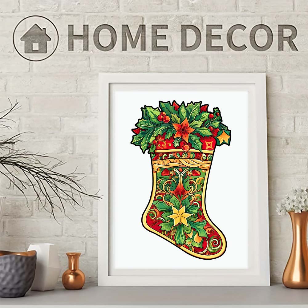 Floral decorated wooden puzzles for Christmas stockings - Unipuzzles