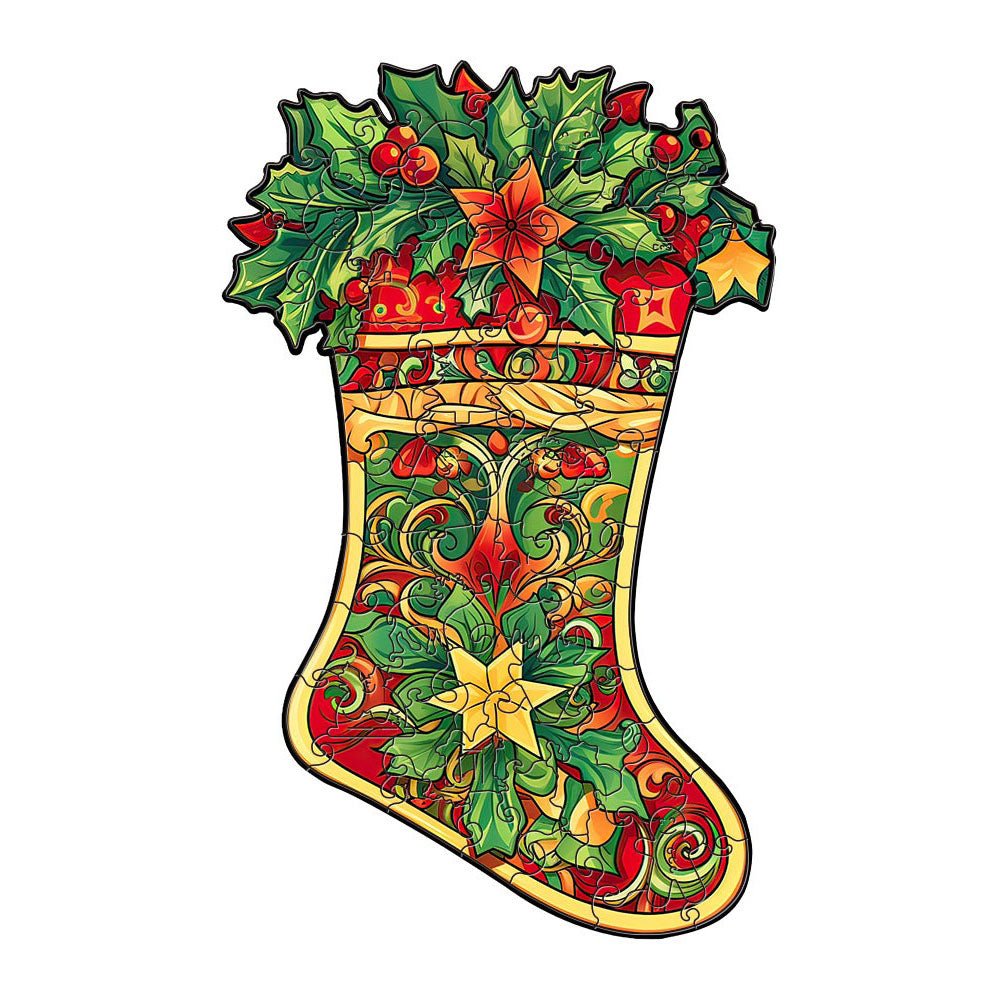 Floral decorated wooden puzzles for Christmas stockings - Unipuzzles