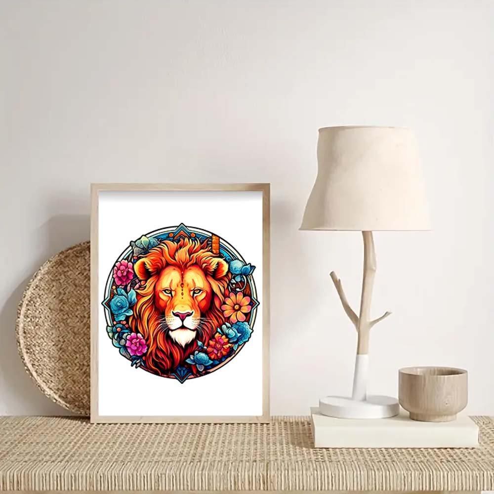 Flower decoration gentle lion wooden jigsaw puzzle - Unipuzzles