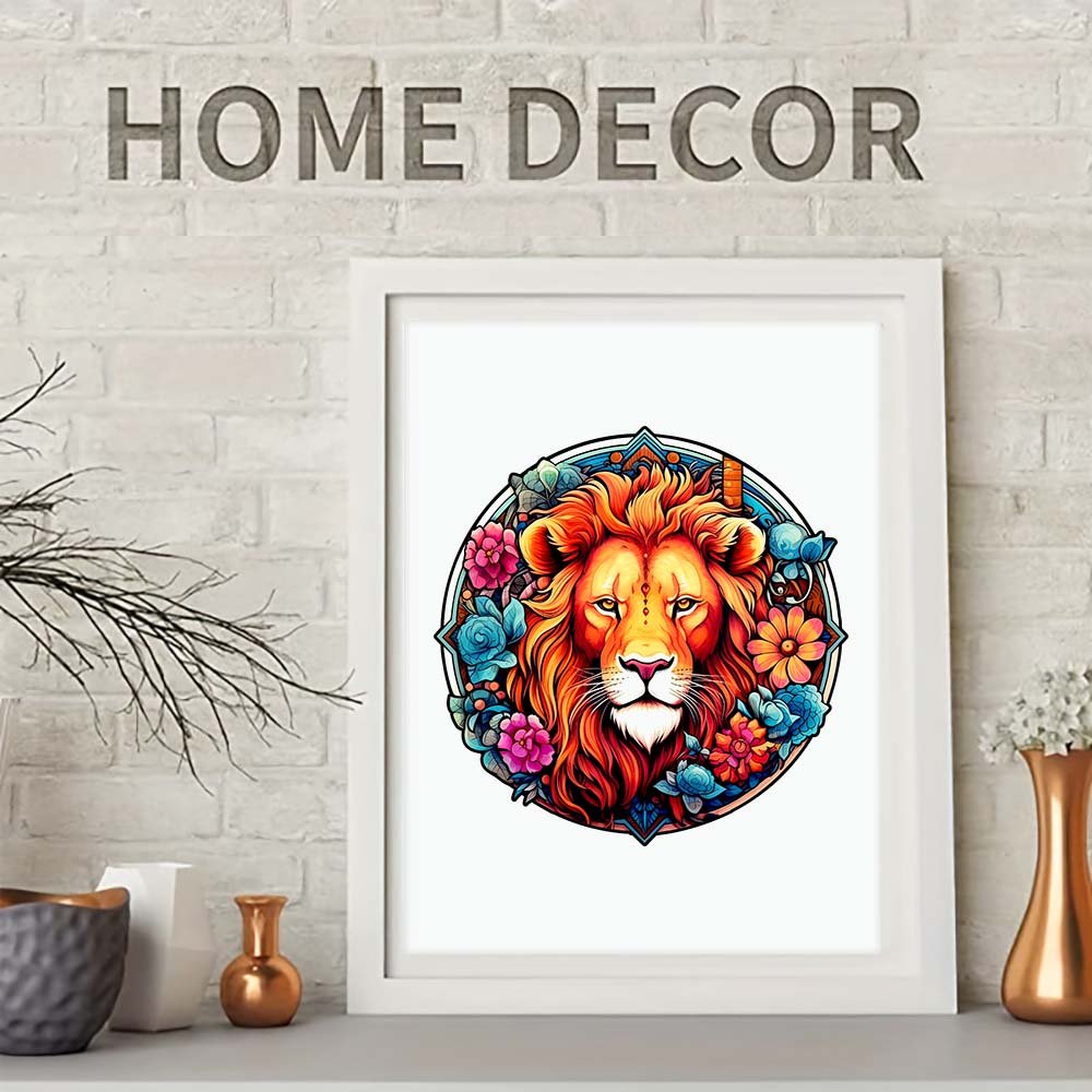 Flower decoration gentle lion wooden jigsaw puzzle - Unipuzzles