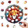 Flower decoration gentle lion wooden jigsaw puzzle - Unipuzzles