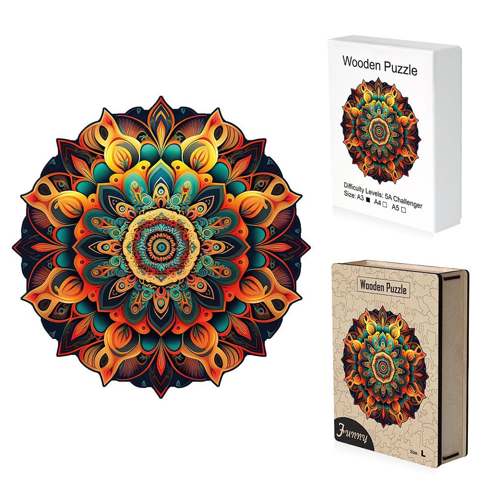 Flower Mandala Wooden Jigsaw Puzzle - Unipuzzles