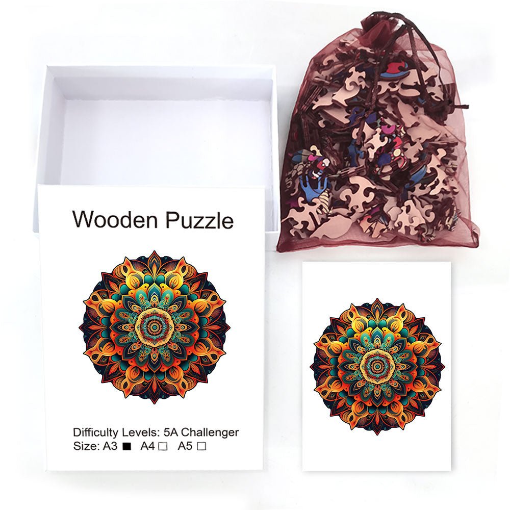 Flower Mandala Wooden Jigsaw Puzzle - Unipuzzles