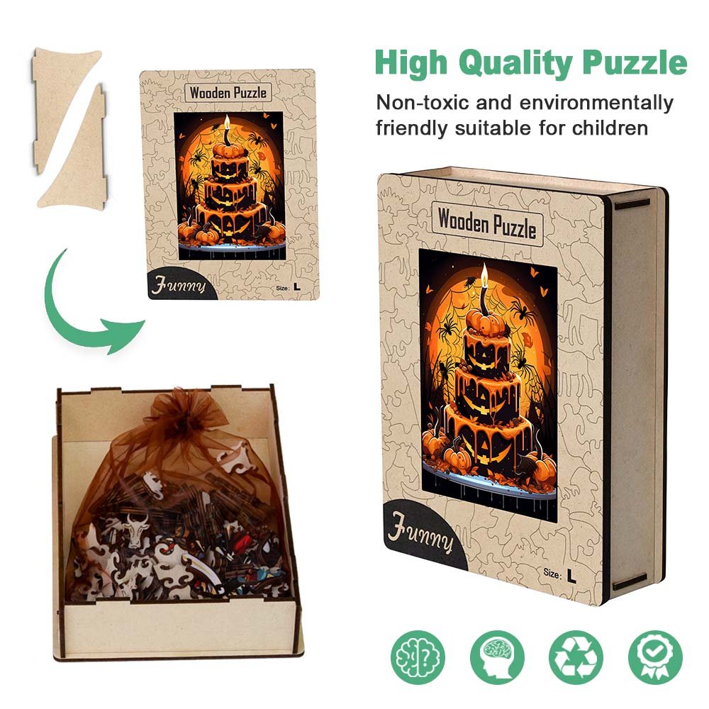 Halloween gift -3 layers of cake lit with pumpkin candles - Unipuzzles