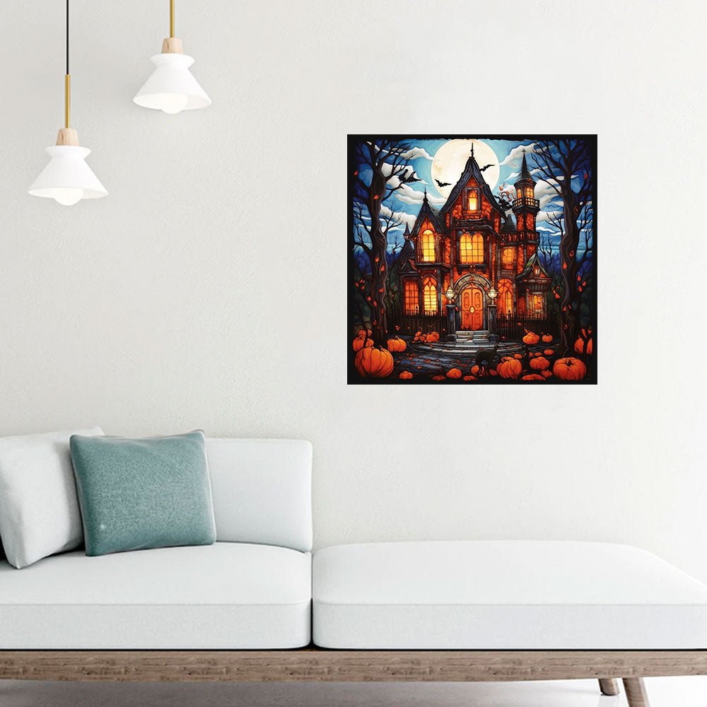 Halloween Haunted House And Full Moon Wooden Jigsaw Puzzle - Unipuzzles