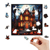 Load image into Gallery viewer, Halloween Haunted House And Full Moon Wooden Jigsaw Puzzle - Unipuzzles