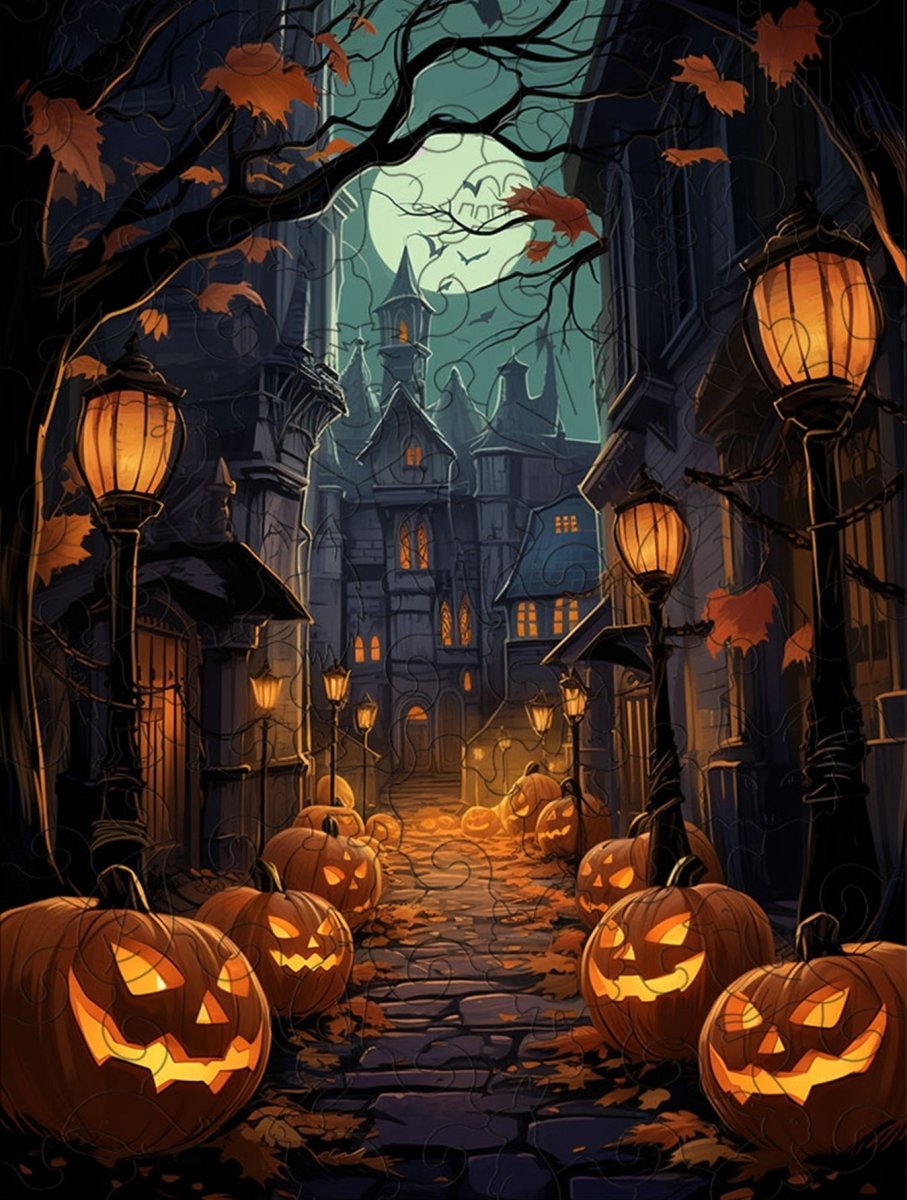 Halloween jack-o '-lantern street - Unipuzzles